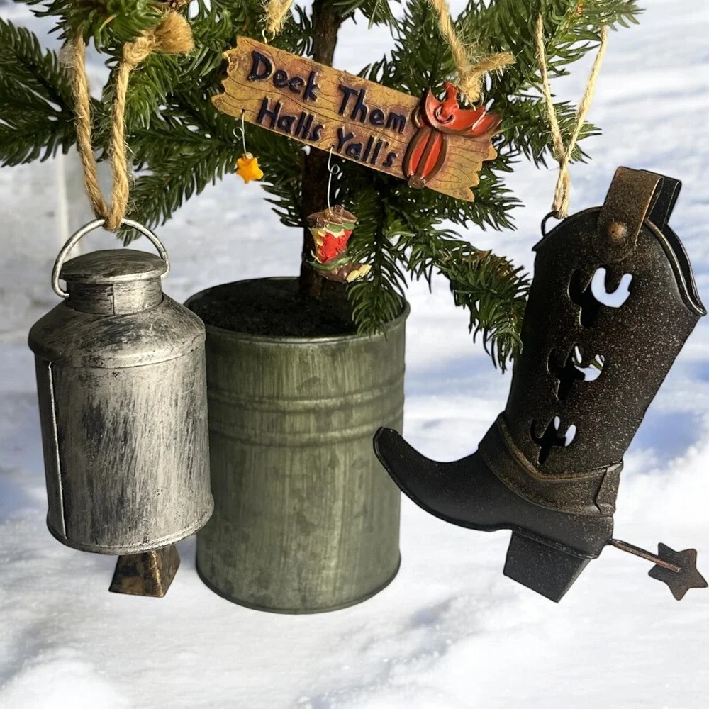 Western Christmas tree Ornaments Cowboy Boot Cowgirl Country Rustic Lot 3